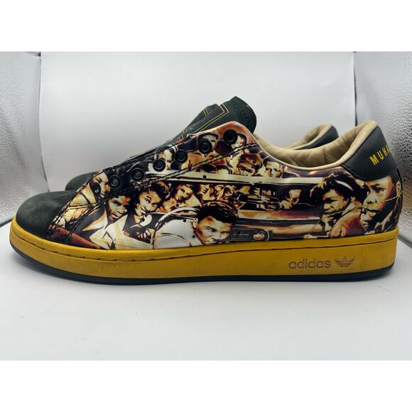 RARE Adidas Ali Classic 2 Muhammad Ali Values Black Yellow Sneakers Men’s 11.5 - Picture 2 of 8